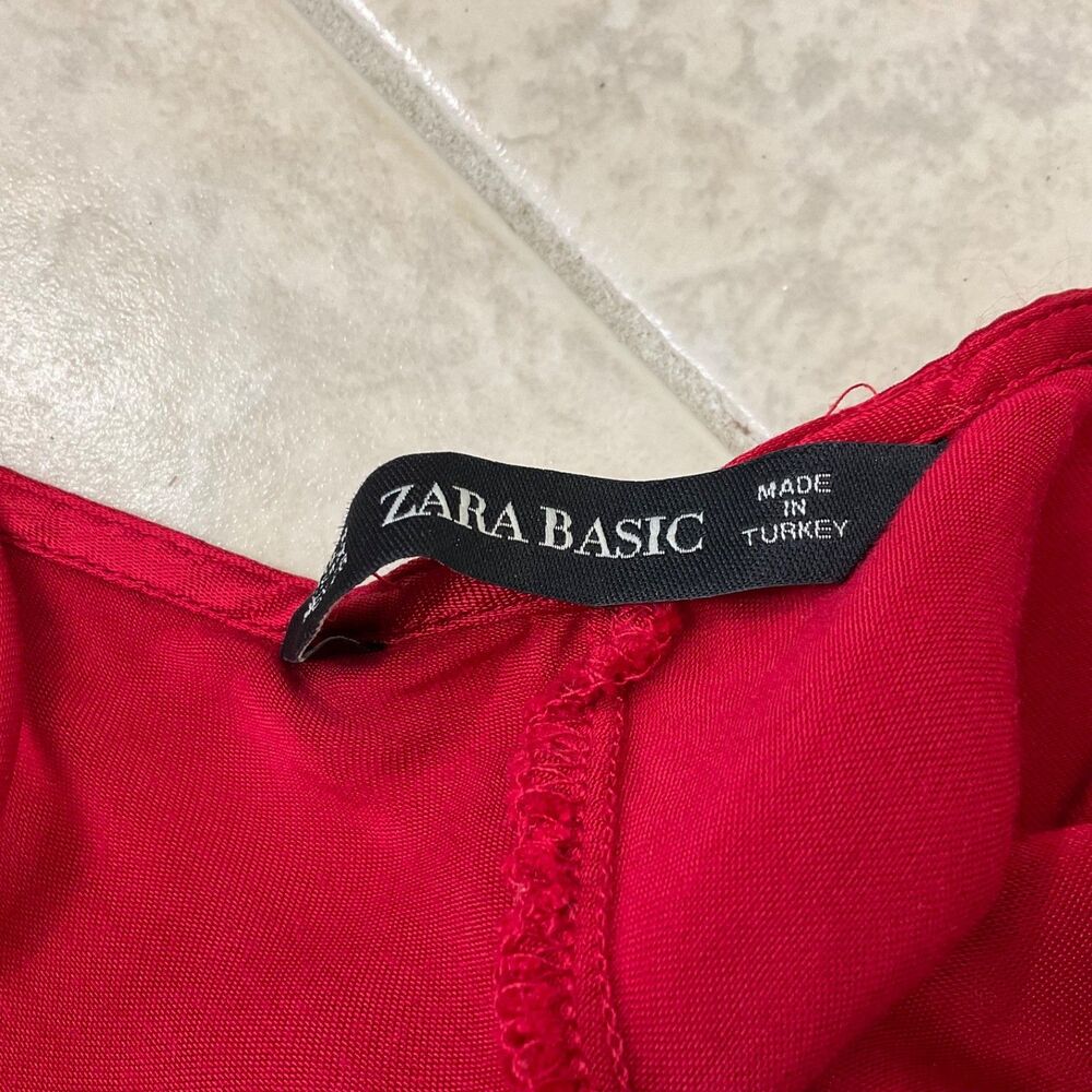 Zara Red Camisole Strappy Cowl Neck Size M Red rushed back - Picture 7 of 10
